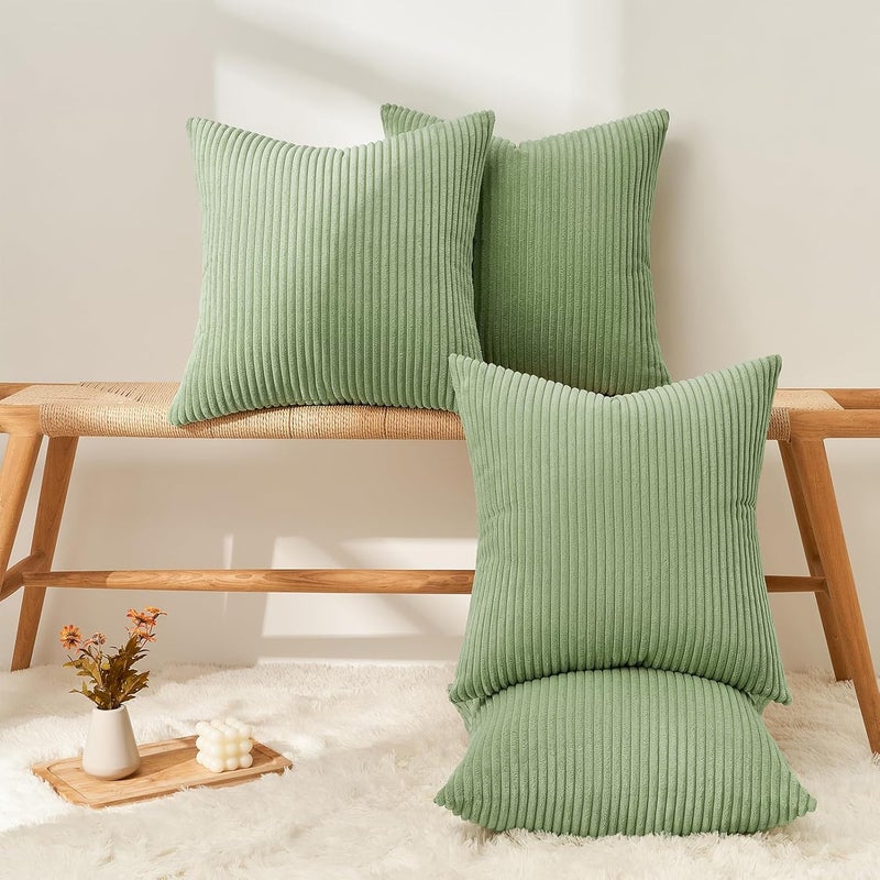 غطاء وسادة ، مقاس 40 × 40 سم، مجموعة من 4 قطع، بلون أخضر داكن، مناسب للأريكة، السرير، الحديقة، بتصميم إسكندنافي. - Image 2