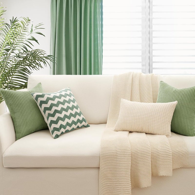 غطاء وسادة ، مقاس 40 × 40 سم، مجموعة من 4 قطع، بلون أخضر داكن، مناسب للأريكة، السرير، الحديقة، بتصميم إسكندنافي. - Image 5
