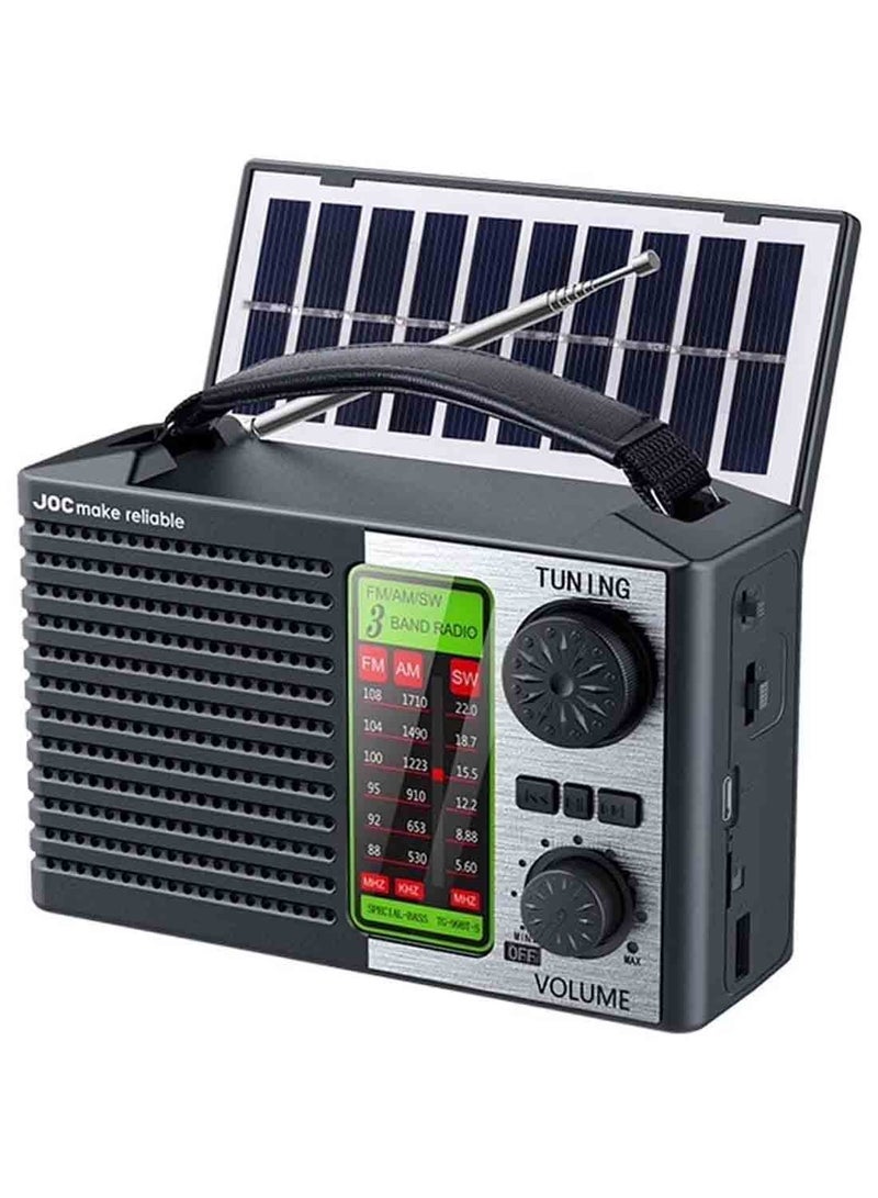 Portable Radio with Solar Rechargeable Battery, AM/FM/SM, Strong Emergency Lighting, USB Charger,Flashlight,Reading Lamp for Home Outdoor Camping and Mountaineering Outdoor (Green) - Image 1