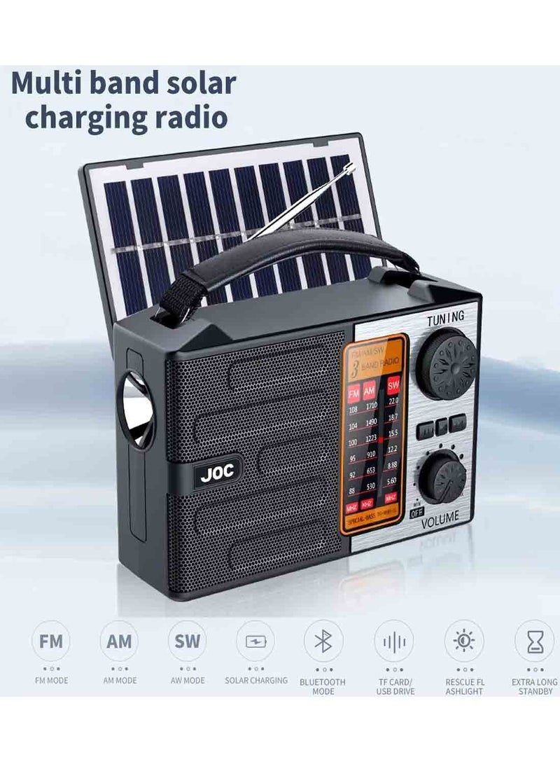 Portable Radio with Solar Rechargeable Battery, AM/FM/SM, Strong Emergency Lighting, USB Charger,Flashlight,Reading Lamp for Home Outdoor Camping and Mountaineering Outdoor (Green) - Image 3
