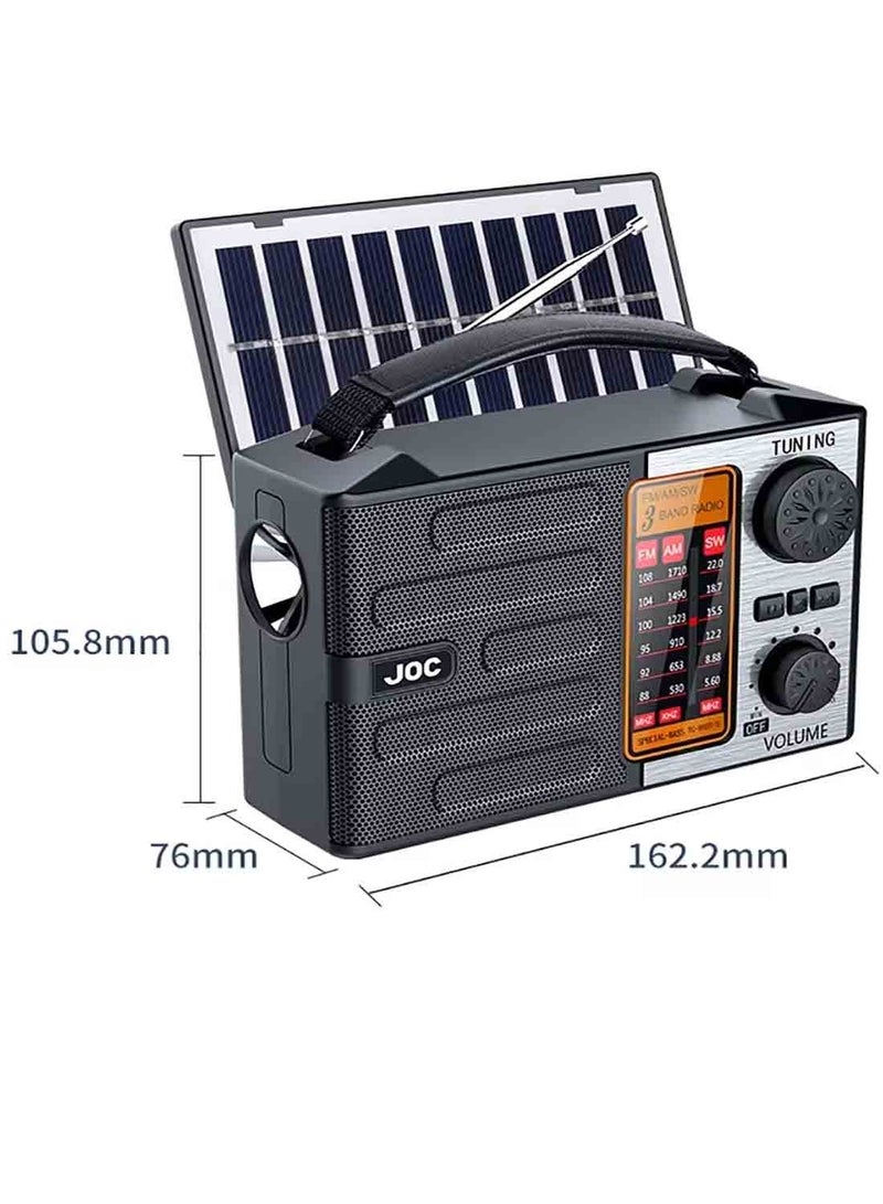Portable Radio with Solar Rechargeable Battery, AM/FM/SM, Strong Emergency Lighting, USB Charger,Flashlight,Reading Lamp for Home Outdoor Camping and Mountaineering Outdoor (Green) - Image 4