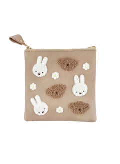 Cute Embroidery Lipstick Storage Bag Portable Large Capacity Cotton Swab Storage Pouch For Students Japanese Style Miffy Beige