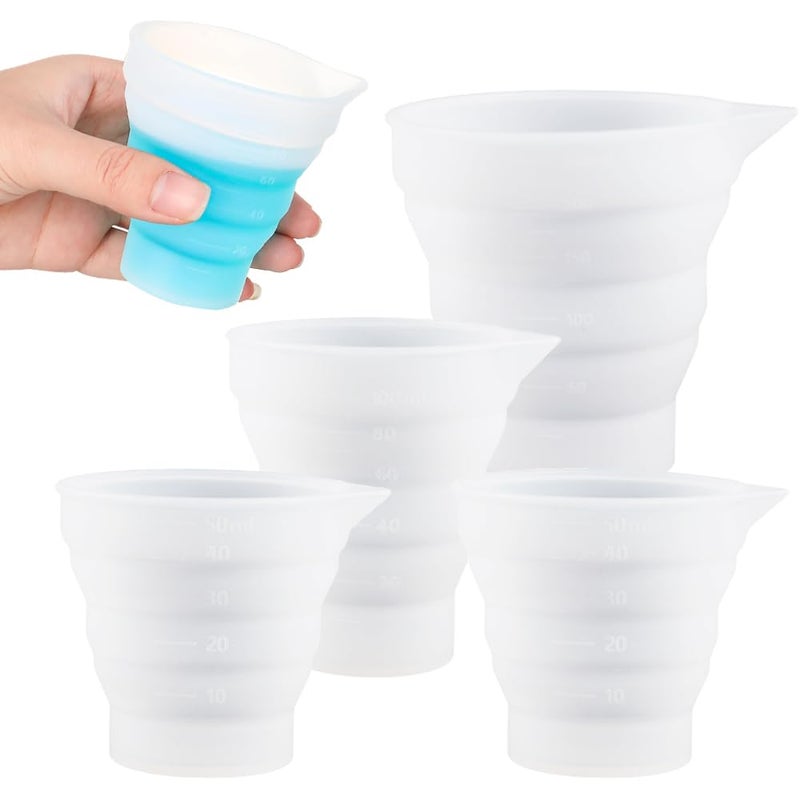 TRKETK 4 Pieces Collapsible Silicone Measuring Cups Reusable Detergent Dispenser with Adapted Scale Washing Liquid Dispenser Suitable for Laundry Laboratories - Image 1