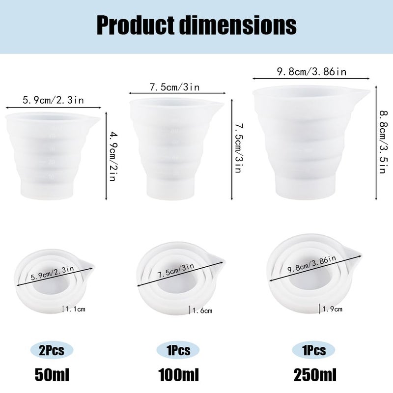 TRKETK 4 Pieces Collapsible Silicone Measuring Cups Reusable Detergent Dispenser with Adapted Scale Washing Liquid Dispenser Suitable for Laundry Laboratories - Image 2