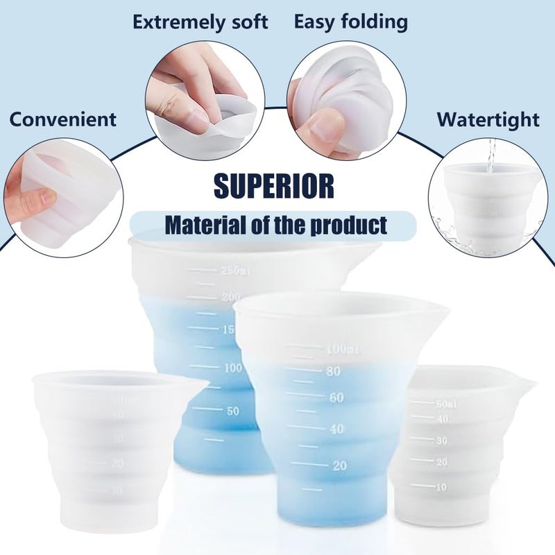 TRKETK 4 Pieces Collapsible Silicone Measuring Cups Reusable Detergent Dispenser with Adapted Scale Washing Liquid Dispenser Suitable for Laundry Laboratories - Image 3