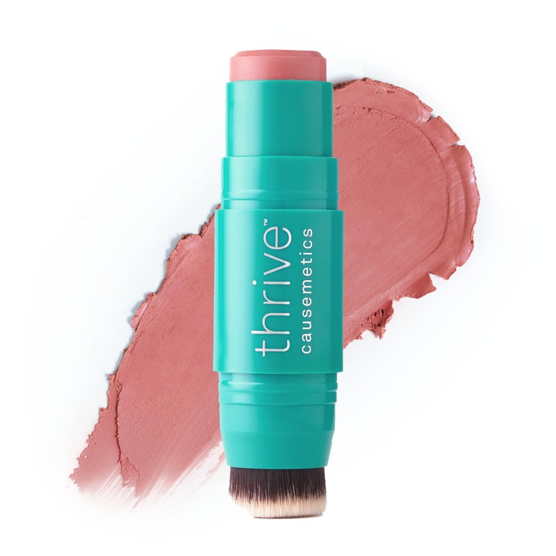 Thrive Causemetics Triple Threat Color Stick: Cream Blush Stick with Vitamin E, Evening Primrose Oil, Waterproof Smudge Proof Face Makeup Formula, Kaisa (Dusty Rose Matte) - Image 1
