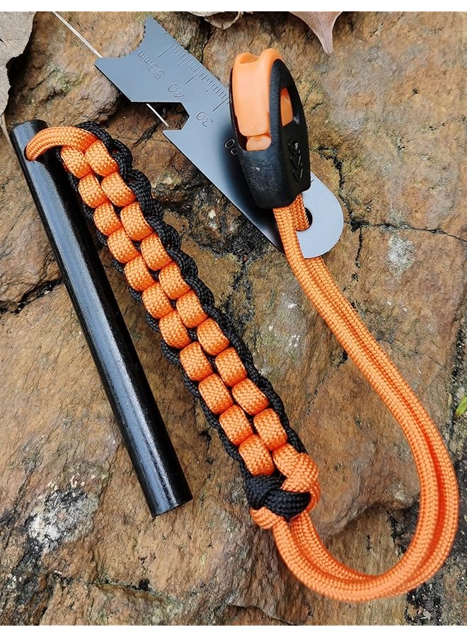 Oasisgalore Drilled Ferro Rod Fire Starter Fire Starter Kit Fire Starter Camping 4 Inch Flint Steel With Paracord Lanyard Handle Striker And Whistle  - Image 2