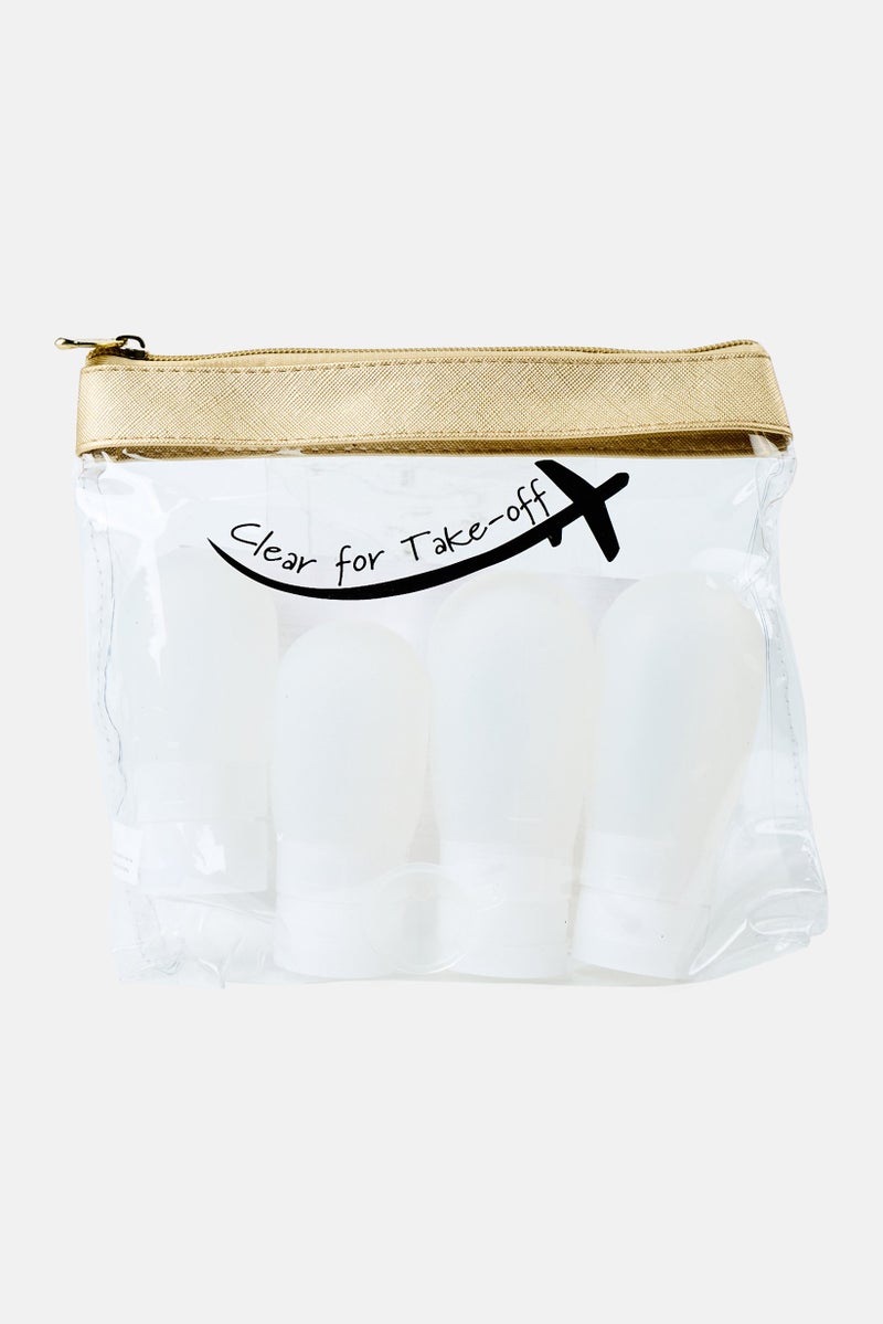 Miamica 4 قطع زجاجات متوافقة وحقيبة مستلزمات السفر، شفافة - Image 1