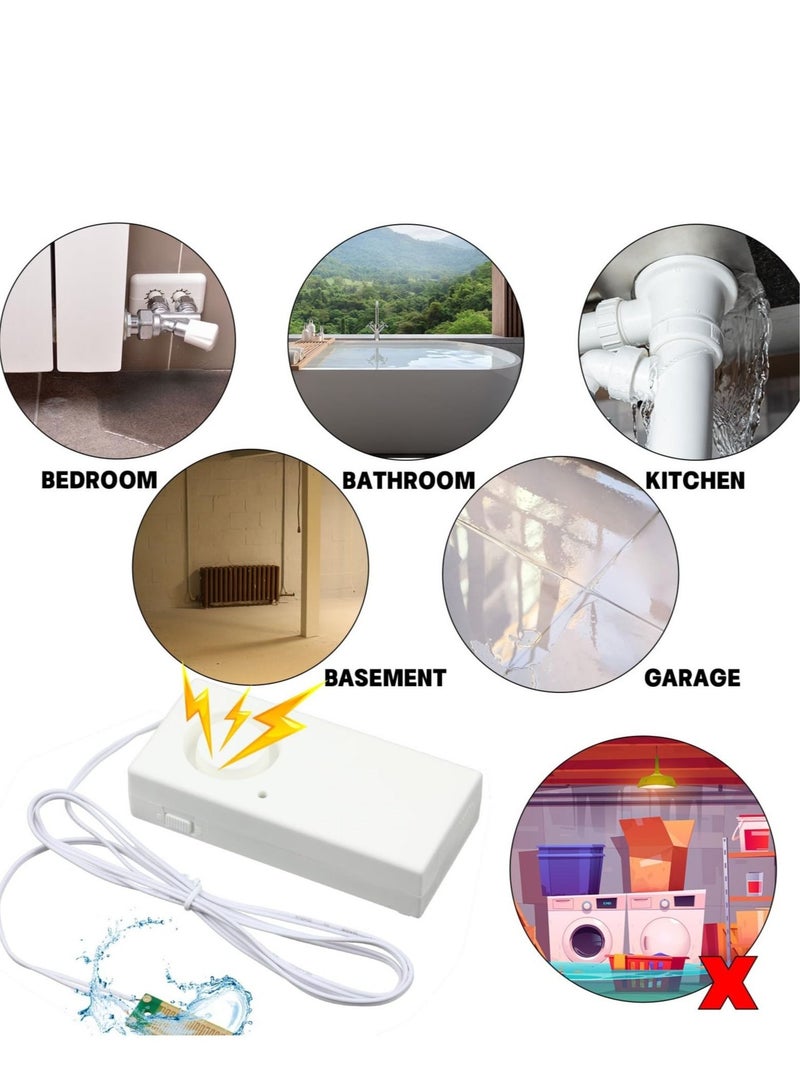 Captaintech 10 Pcs Water Leak Detector, 120dB Loud Siren, Powered by 9V Battery (not Include), Sensor Alarm for Kitchen Basement Water Heater(White) - Image 2