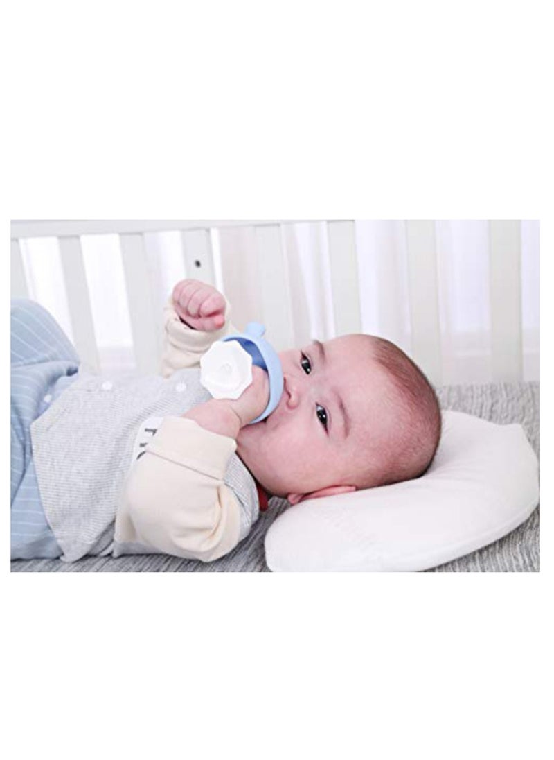Mombella - Mombella Mimi Mushroom Silicone Breast Shaped Soothing Pacifier Teether, Ages 6 Months+, Light Blue - Image 1