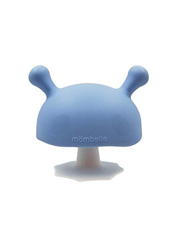 Mombella - Mombella Mimi Mushroom Silicone Breast Shaped Soothing Pacifier Teether, Ages 6 Months+, Light Blue - Image 1