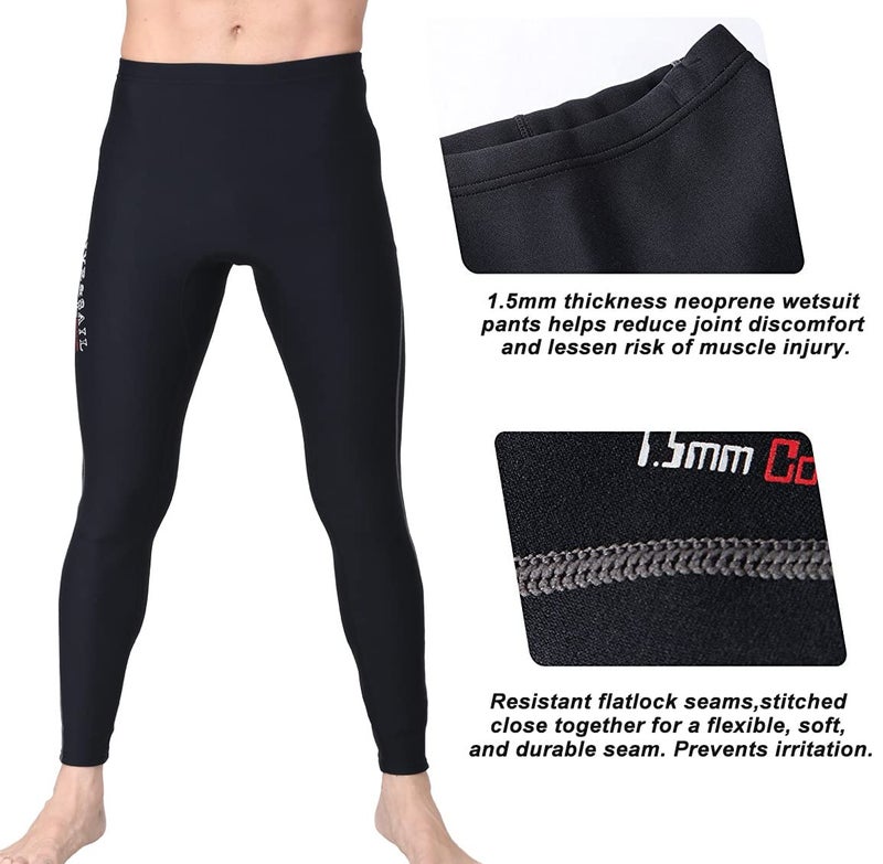 DIVE & SAIL Wetsuit Pants 1.5mm Neoprene Pants for Men Surfing Pants Diving Pants Keep Warm for Diving Swimming Snorkeling Scuba Sailing Surfing 2XL Size LP010M-2XL - Image 4
