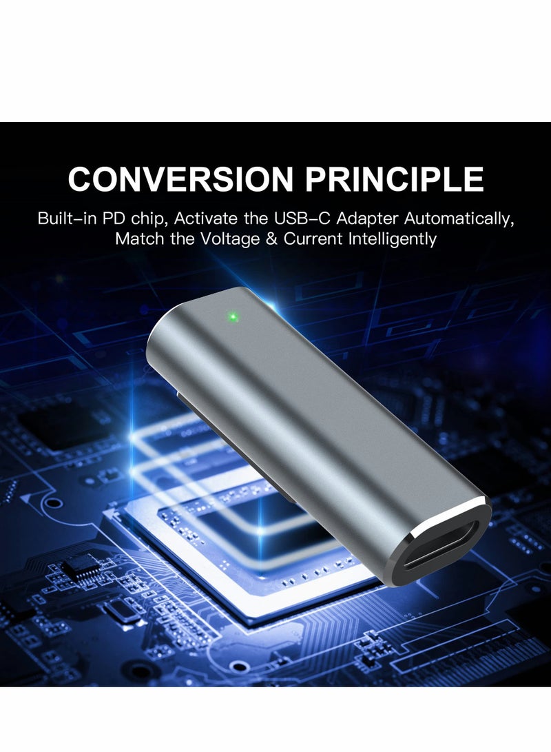 SOLARAE محول USB-C إلى مغناطيسي 2 (T-Tip)، محول شحن سريع بقدرة 100 واط من نوع C PD بديل موصل لجهاز MacBook Pro Air (2013-2015) رأس T، رمادي - Image 5
