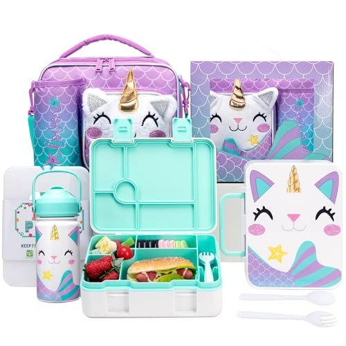 Oruiji Unicorn Lunch Box for Girls Bento Box for Kids with Ice Pack,Stainless Steel Water Bottle Set Utensils Set Food Container for School Girls Kids Back to School Supplies - Image 1