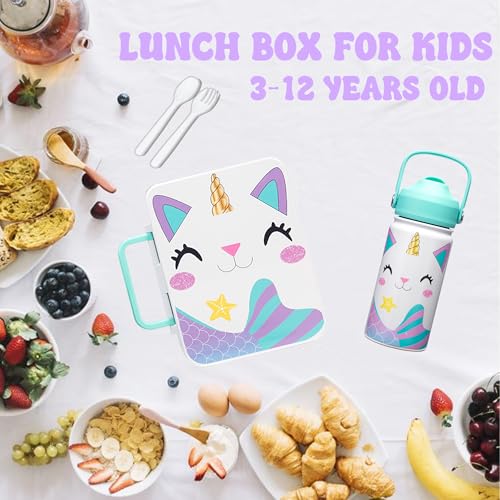 Oruiji Unicorn Lunch Box for Girls Bento Box for Kids with Ice Pack,Stainless Steel Water Bottle Set Utensils Set Food Container for School Girls Kids Back to School Supplies - Image 5