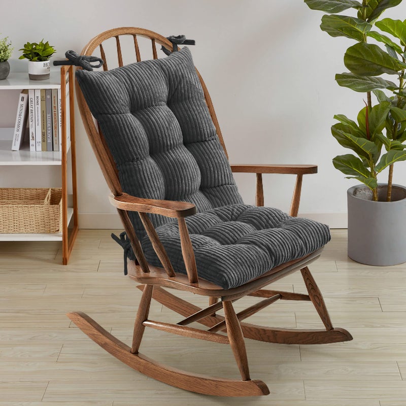 Sweet Home Collection Sweet Home Collection Rocking Chair Cushion Premium Tufted Pads Non Skid Slip Backed Set of Upper and Lower with Ties 1 Count Pack of 1 Velvet Gray