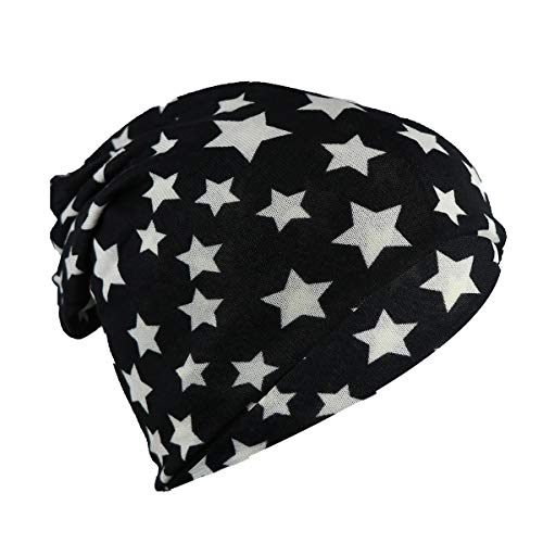 iSWEVEN Cotton Slouchy Beanie and Skull Cap for Summer, Winter, Autumn & Spring Season, Can be Used as a Helmet Cap Too - Free Size (7054A, Black) - Image 2