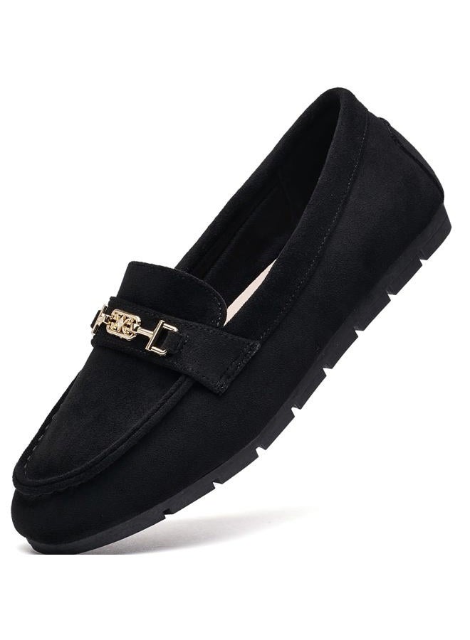 DeYashopin Women's Flats Shoes Leisure Shoes Slip On Work Shoes Comfort Walking Shoes, Black Velvet, 38 EU - Image 1