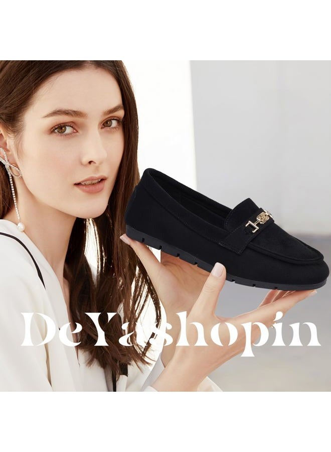 DeYashopin Women's Flats Shoes Leisure Shoes Slip On Work Shoes Comfort Walking Shoes, Black Velvet, 38 EU - Image 2