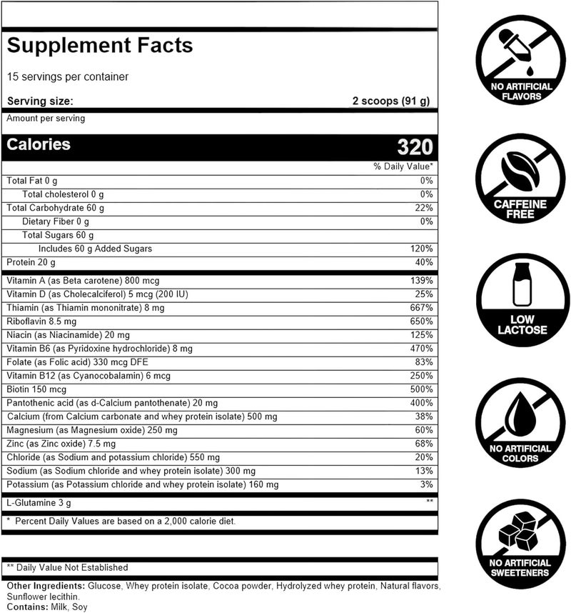 FIRST ENDURANCE Ultragen Workout Recovery Drink Powder Protein Mix Boosts Energy Accelerates Recovery  Chocolate 15 Servings - Image 4