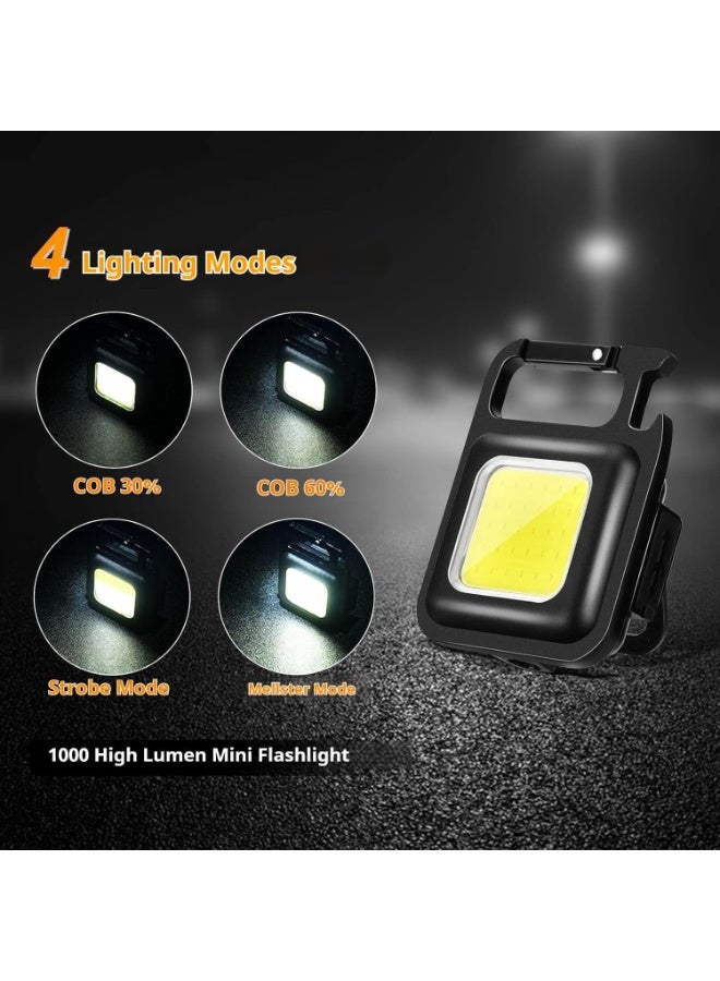 Generic 3 Pack, Mini LED Flashlight Torch, COB Rechargeable Keychain Small Flash Light 1000 Lumen, Portable Pocket Light 4 Light Modes Waterproof Keyring Torch for Workshop, Auto, Repairing, Outdoor Emergency  - Image 4