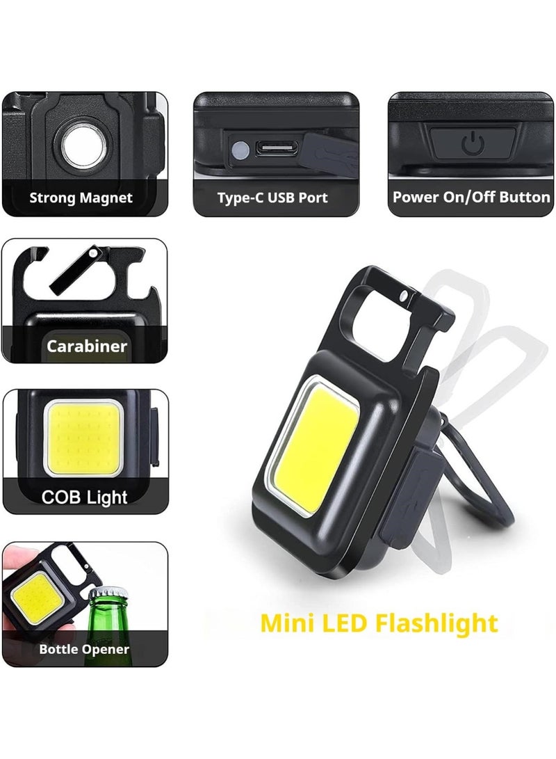 Generic 3 Pack, Mini LED Flashlight Torch, COB Rechargeable Keychain Small Flash Light 1000 Lumen, Portable Pocket Light 4 Light Modes Waterproof Keyring Torch for Workshop, Auto, Repairing, Outdoor Emergency  - Image 5