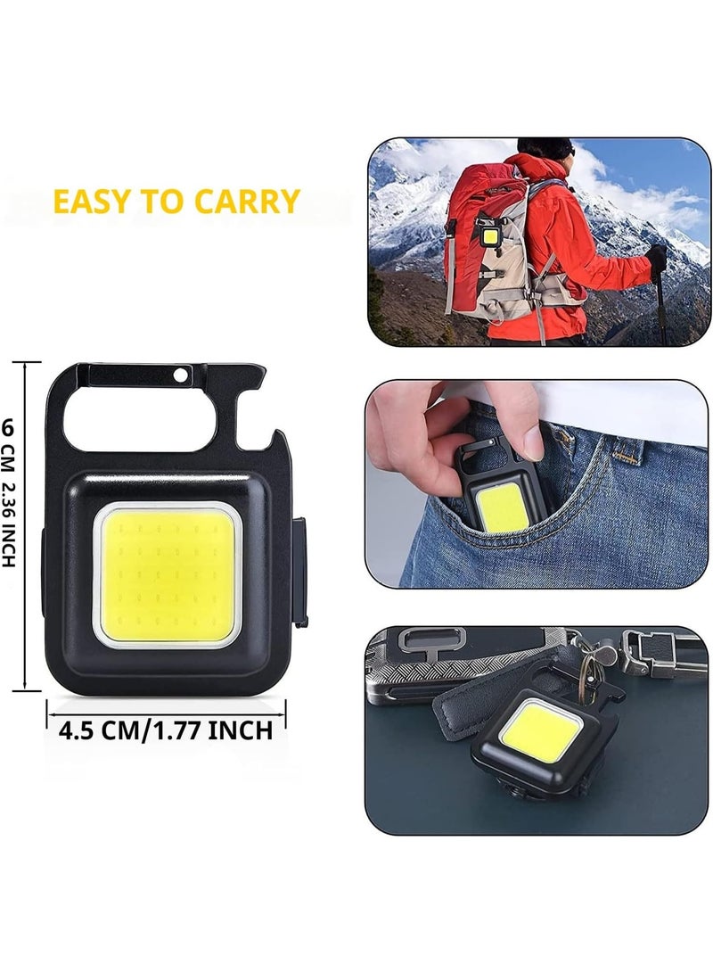 Generic 3 Pack, Mini LED Flashlight Torch, COB Rechargeable Keychain Small Flash Light 1000 Lumen, Portable Pocket Light 4 Light Modes Waterproof Keyring Torch for Workshop, Auto, Repairing, Outdoor Emergency  - Image 3
