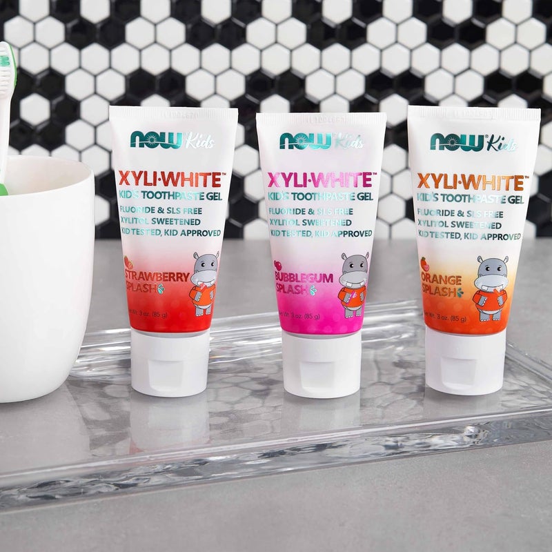 ناو حلول NOW، جل معجون أسنان Xyliwhite™ للأطفال، نكهة فقاعات العلكة، معتمد من الأطفال! 3 أونصات، قد يختلف التغليف - Image 2