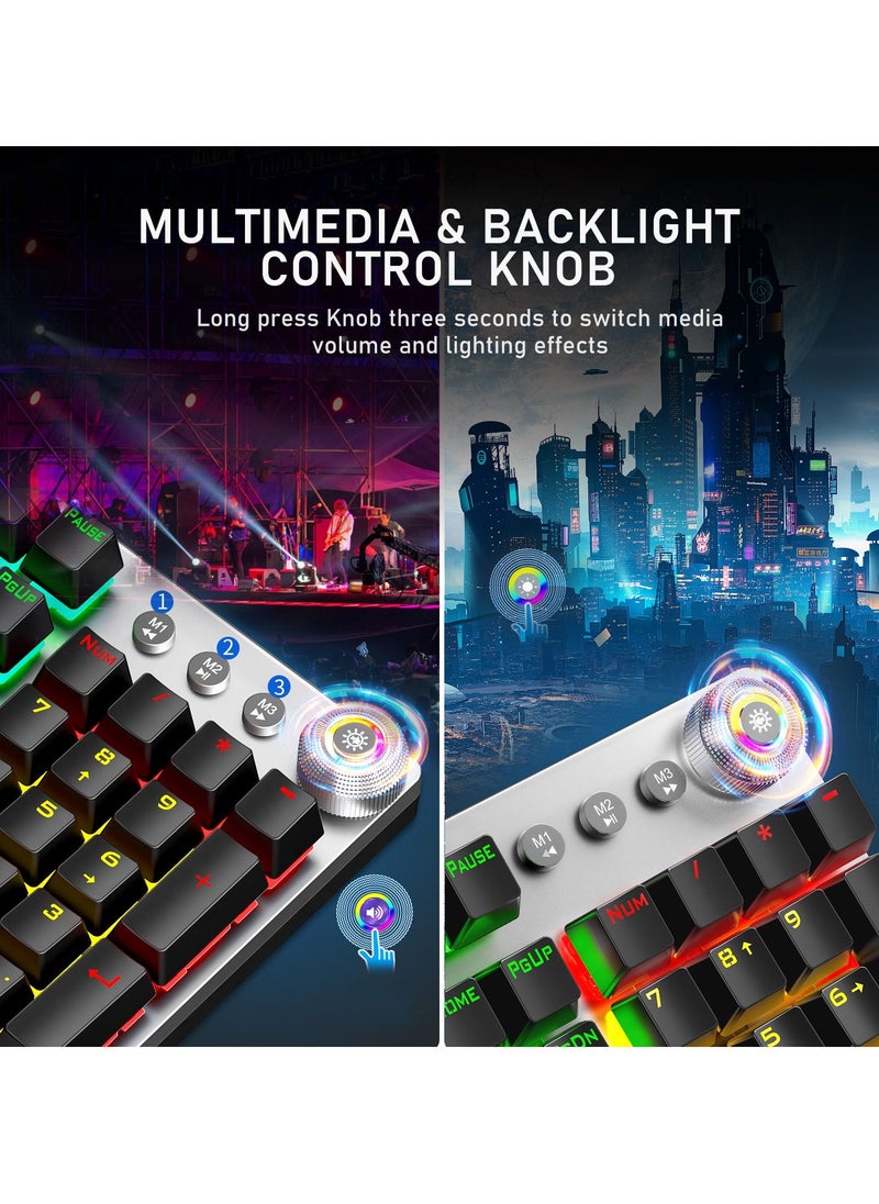 AULA - Mechanical Gaming Keyboard NKRO with Wrist Rest RGB Backlit Volume/Lighting Control Knob Fully Programmable 108-Keys Anti-Ghosting Wired Computer Keyboards for Office/Games, Blue Switch - Image 1
