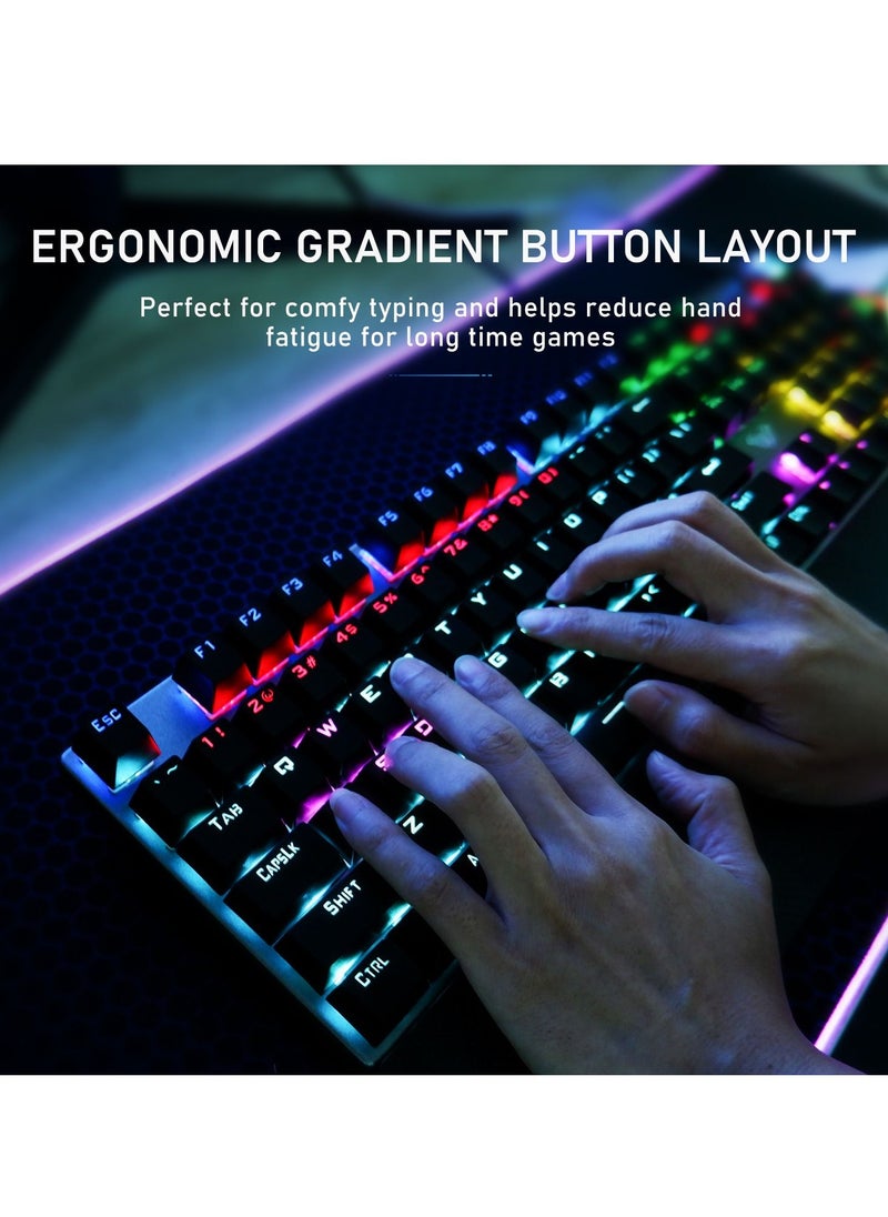 AULA - Mechanical Gaming Keyboard NKRO with Wrist Rest RGB Backlit Volume/Lighting Control Knob Fully Programmable 108-Keys Anti-Ghosting Wired Computer Keyboards for Office/Games, Blue Switch - Image 1