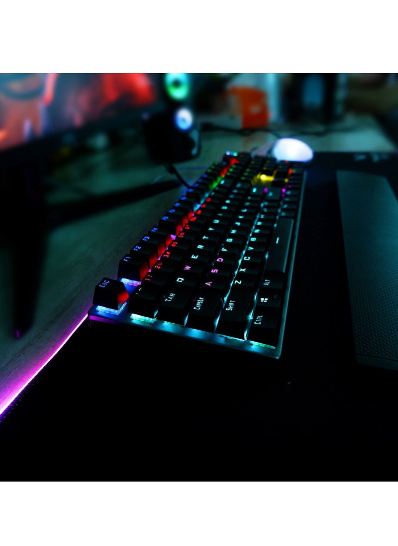 AULA - Mechanical Gaming Keyboard NKRO with Wrist Rest RGB Backlit Volume/Lighting Control Knob Fully Programmable 108-Keys Anti-Ghosting Wired Computer Keyboards for Office/Games, Blue Switch - Image 1