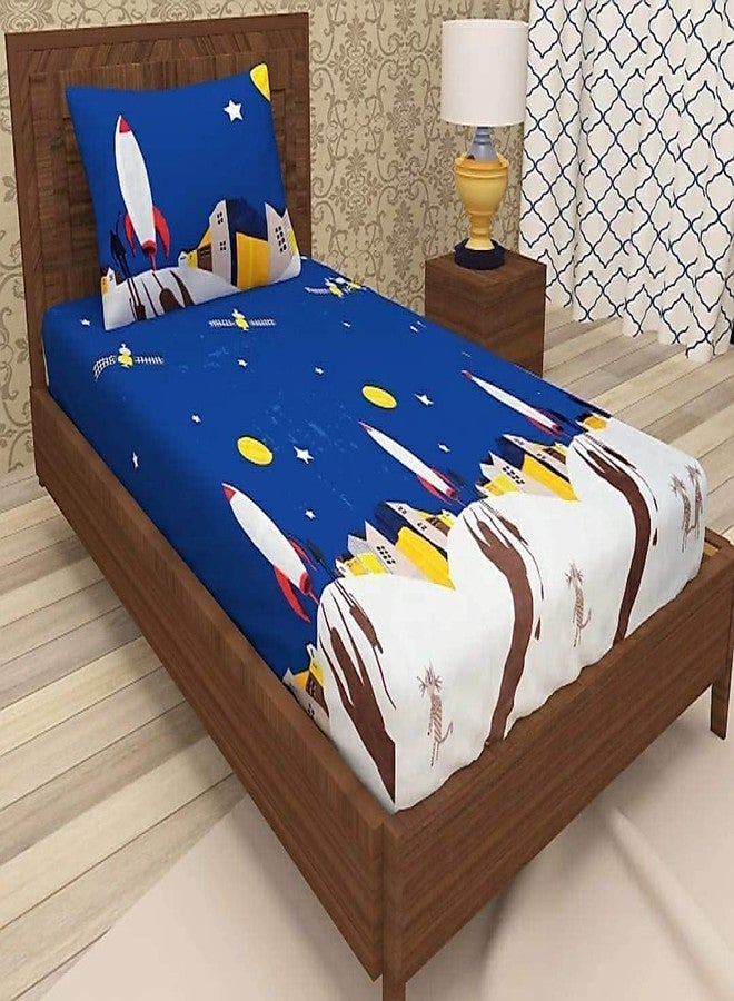 innovative edge Single bedsheet Glace Cotton with 1 Pillow Cover Elastic Fitted - Image 1