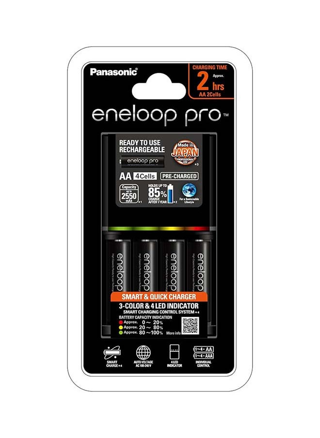 Panasonic - Eneloop Basic PRO Charger AA & AAA with 4 AA Batteries - Image 1