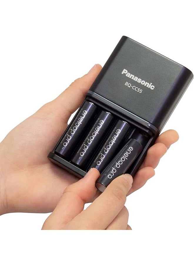 Panasonic - Eneloop Basic PRO Charger AA & AAA with 4 AA Batteries - Image 1