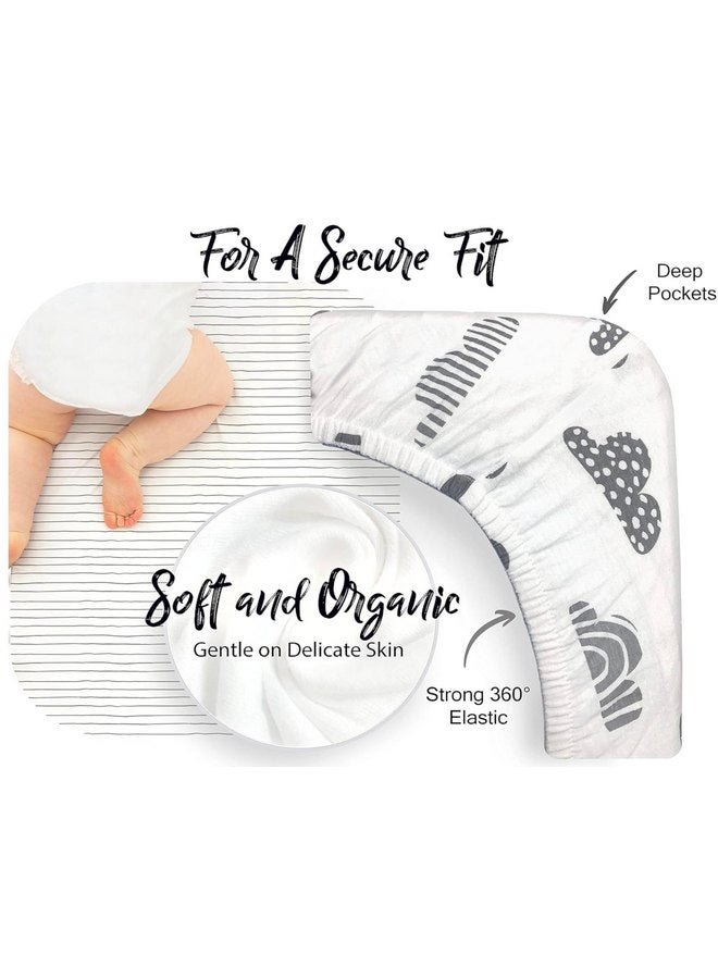 Cambria Baby 100% Organic Cotton 2 Pk of Bedside Sleeper Bassinet Fitted Mattress Sheets for Mika Micky, Baby Delight, Ronbei, Chicco, KoolerThings, Cloud Baby, AMKE, Angelbliss, Maxi-COSI, Arm's Reach, and More.  - Image 3