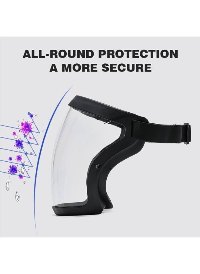 واقي وجه كامل شفاف مضاد للضباب للبالغين – درع حماية بلاستيكي كامل للوجه بتغطية بانورامية من الجبهة إلى الذقن – قناع حماية ضد الرذاذ والغبار مع صمام تنفس قابل للفك – مناسب للنظارات – إطار سيليكون مريح وحزام قابل للتعديل – للاستخدام الطبي والصناعي واليومي - Image 4