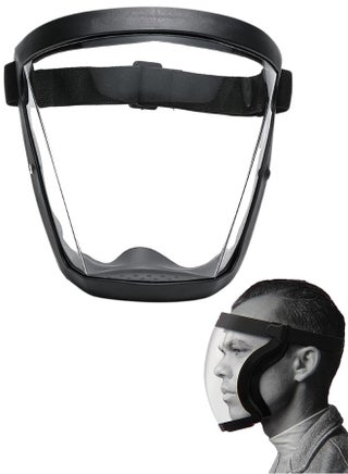 Full Face Shield Protective Mask Anti-Fog Clear Plastic Face Shield for Adults, Reusable Transparent Face Guard with Adjustable Strap, Full Coverage Face Protection for Work Medical Industrial Daily Use