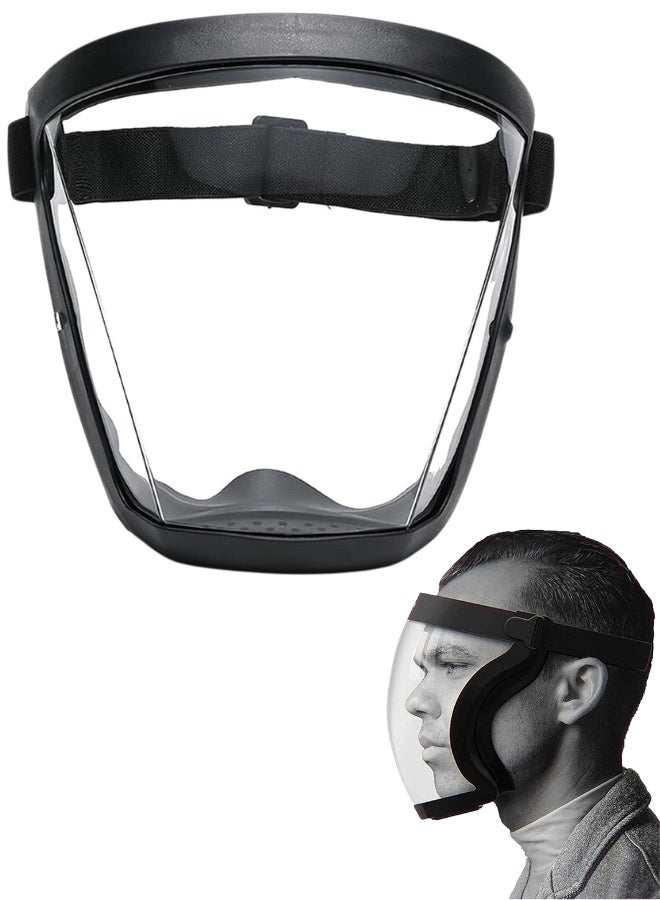 واقي وجه كامل شفاف مضاد للضباب للبالغين – درع حماية بلاستيكي كامل للوجه بتغطية بانورامية من الجبهة إلى الذقن – قناع حماية ضد الرذاذ والغبار مع صمام تنفس قابل للفك – مناسب للنظارات – إطار سيليكون مريح وحزام قابل للتعديل – للاستخدام الطبي والصناعي واليومي - Image 1