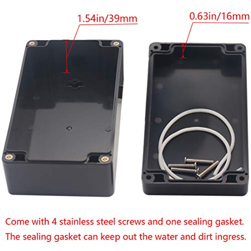 Raculety Project Box IP65 Waterproof Junction Box ABS Plastic Black Electrical Boxes DIY Electronic Project Case Power Enclosure 6.22x3.54x2.36 inch (158 x 90 x60 mm) - Image 4