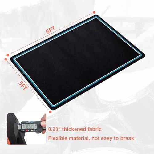TORIBIO Drum Rug, 5X 6 Ft Drum Mat Carpet Music Rug with Non-Slip Bottom, Soundproof Electrical Pads for Drummers - Image 2