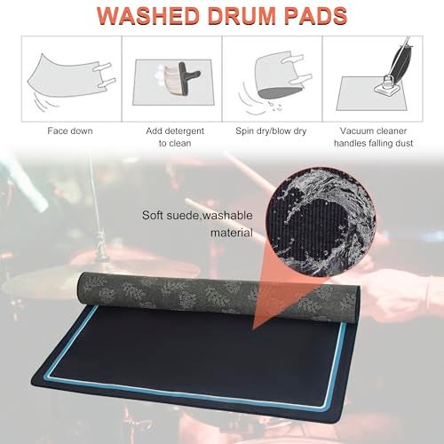 TORIBIO Drum Rug, 5X 6 Ft Drum Mat Carpet Music Rug with Non-Slip Bottom, Soundproof Electrical Pads for Drummers - Image 4