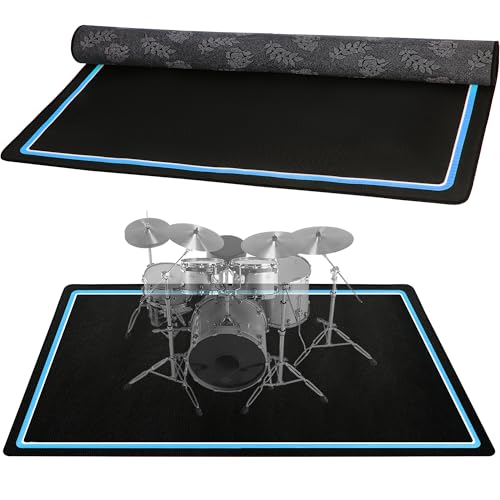 TORIBIO Drum Rug, 5X 6 Ft Drum Mat Carpet Music Rug with Non-Slip Bottom, Soundproof Electrical Pads for Drummers - Image 1