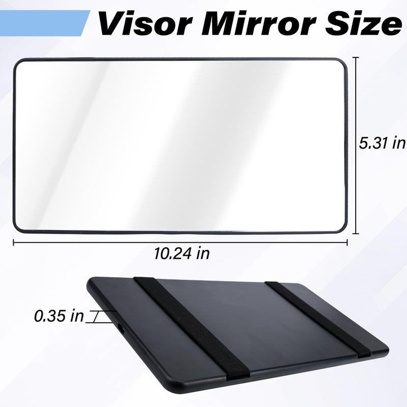 ecocstm Car Sun Visor Mirror, Cosmetic Makeup Mirrors with Straps, HD Cars Interior Cosmetic Mirror, Car Accessories for Women Universal Sun Visor Mirrors for Trucks, Cars, SUVs (Black) - Image 2