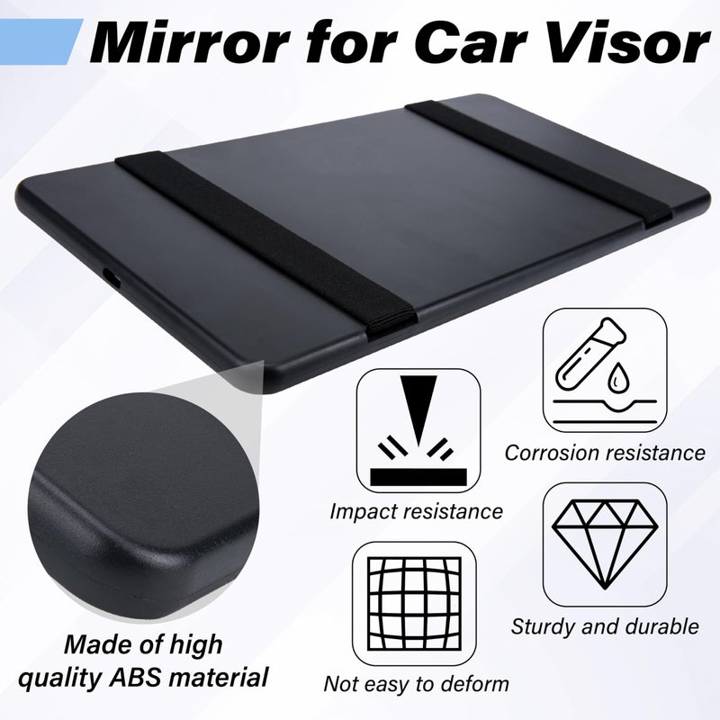ecocstm Car Sun Visor Mirror, Cosmetic Makeup Mirrors with Straps, HD Cars Interior Cosmetic Mirror, Car Accessories for Women Universal Sun Visor Mirrors for Trucks, Cars, SUVs (Black) - Image 3