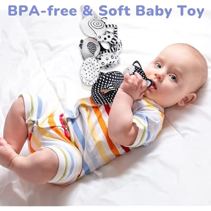 BABY SPIRAL PLUSH TOYS, INFANT TOYS,BABY,BLACK WHITE STROLLER TOY STRETCH SPIRAL ACTIVITY TOY,CAR SEAT TOYS, HANGING TOYS FOR CRIB MOBILE,NEWBORN SENSORY TOY FOR 0 3 6 9 12 MONTHS - Image 4