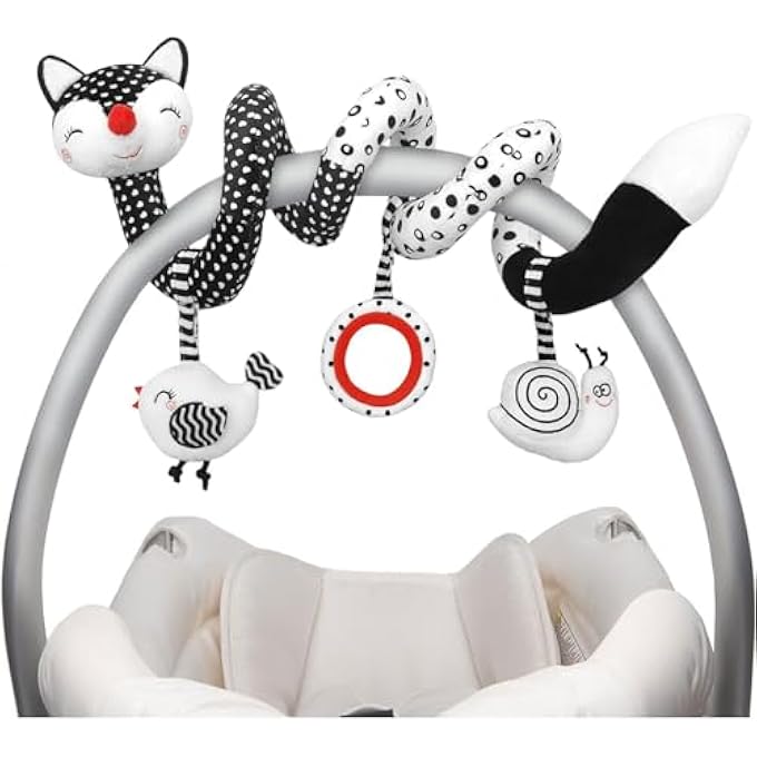 BABY SPIRAL PLUSH TOYS, INFANT TOYS,BABY,BLACK WHITE STROLLER TOY STRETCH SPIRAL ACTIVITY TOY,CAR SEAT TOYS, HANGING TOYS FOR CRIB MOBILE,NEWBORN SENSORY TOY FOR 0 3 6 9 12 MONTHS - Image 2