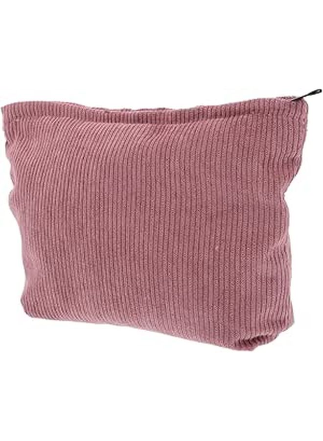 Corduroy Makeup Bag for Women Soft Portable Cosmetic Pouch Toiletry Travel Organizer - Image 1