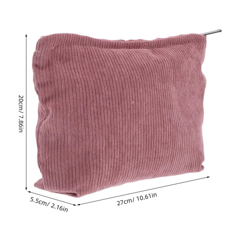 Corduroy Makeup Bag for Women Soft Portable Cosmetic Pouch Toiletry Travel Organizer - Image 3