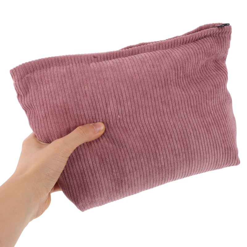 Corduroy Makeup Bag for Women Soft Portable Cosmetic Pouch Toiletry Travel Organizer - Image 4