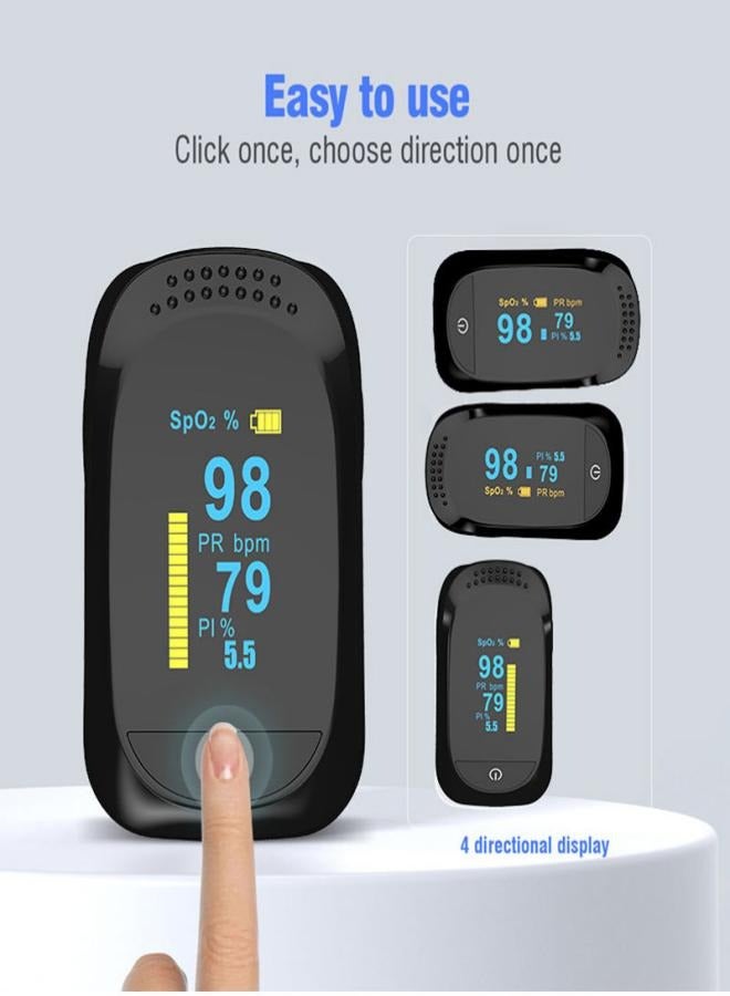 Fingertip Pulse Digital Oximeter Oxygen Monitor with 4 Directions Display Digital Finger Pulse Oximeter Heart Rate Detector Finger Clip Pulse Oximeter Monitor LED Display Blood Oxygen Sensor - Image 3